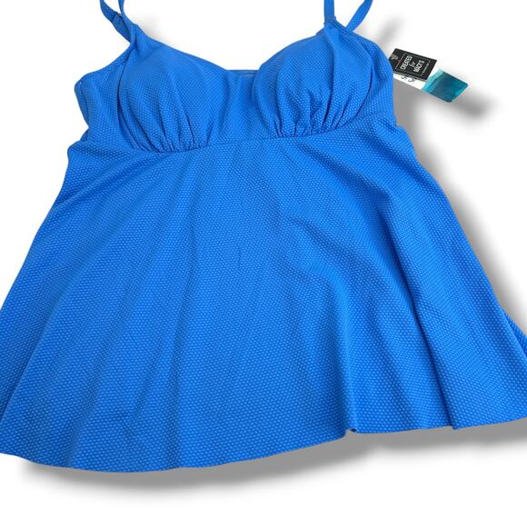 NEW Swim Solutions Blue Textued Tankini Top Size 10 A-Line Flowey Swimsuit beach - Picture 4 of 10